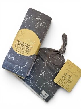 Copper Pearl Grey Constellation Swaddle Blanket & Knot Hat Set